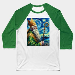 Saint Patrick at Starry Night Baseball T-Shirt